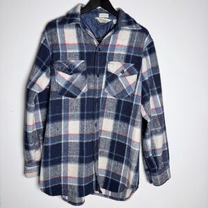 Vintage Gimbels Plaid Flannel Shirt Jacket Bonfire Camp Grunge Workwear Large